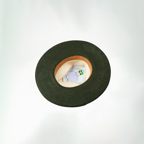 Dark Green 100% Rabbit Felt Tear Drop Fedora