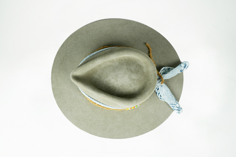Light Grey 100% Rabbit Felt Tear Drop Fedora