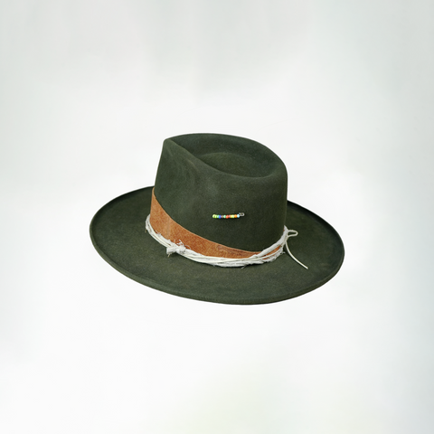 Dark Green 100% Rabbit Felt Tear Drop Fedora