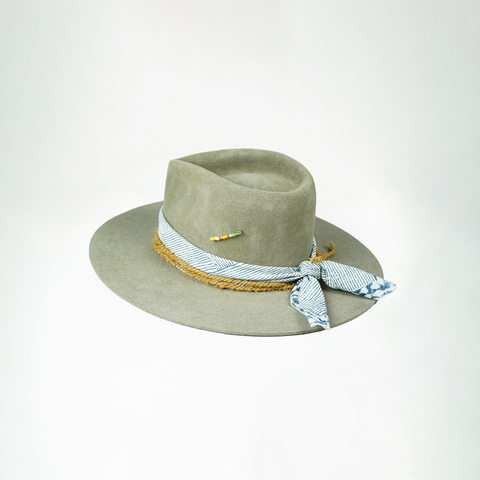 Light Grey 100% Rabbit Felt Tear Drop Fedora