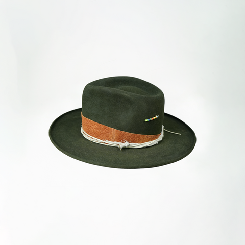 Dark Green 100% Rabbit Felt Tear Drop Fedora