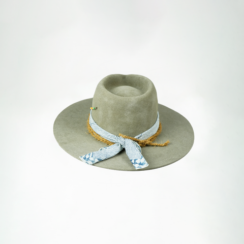 Light Grey 100% Rabbit Felt Tear Drop Fedora
