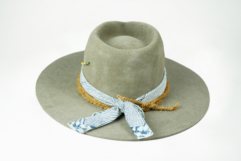 Light Grey 100% Rabbit Felt Tear Drop Fedora
