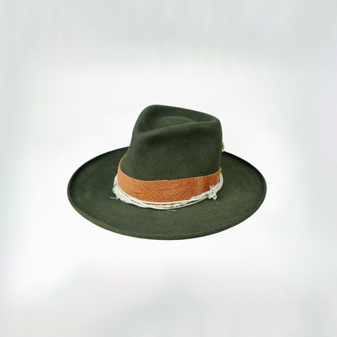 Dark Green 100% Rabbit Felt Tear Drop Fedora