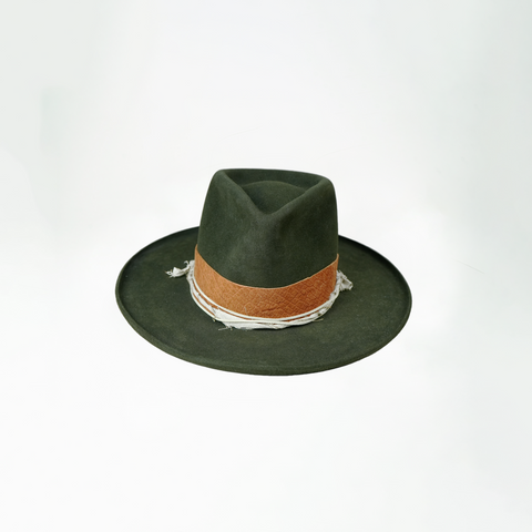 Dark Green 100% Rabbit Felt Tear Drop Fedora