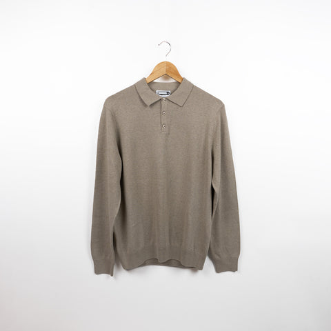 Lightweight 100% Cotton Long Sleeve Knitted Polo Shirt