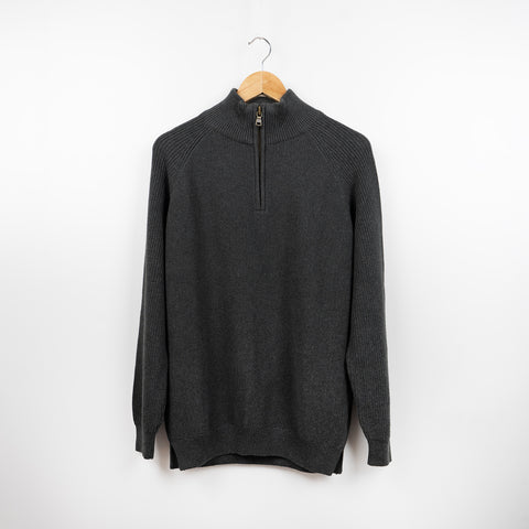 Midweight 100% Cotton Zip Neck Jumper